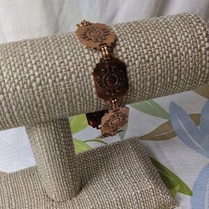 Vintage Copper Repoussé Link Bracelet With Native/Southwestern-type Sun Motif